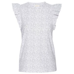 Nation Ltd white grey mini polka dot pattern top size large 100% cotton Small